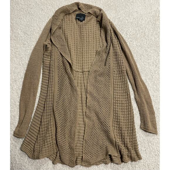 Cynthia Rowley Womens Small Open Front Long Sweater Cardigan Brown Linen Blend - Picture 1 of 8